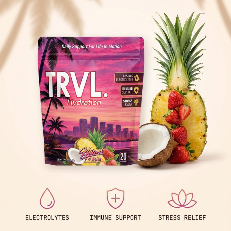 TRVL Miami Vice 3-in-1 Hydration Stick Packs