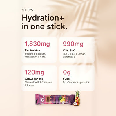 TRVL Miami Vice 3-in-1 Hydration Stick Packs