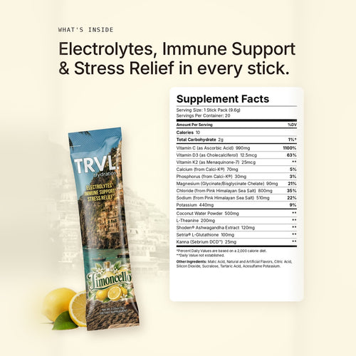 TRVL Limoncello 3-in-1 Hydration Stick Packs