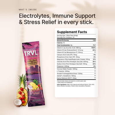TRVL Miami Vice 3-in-1 Hydration Stick Packs