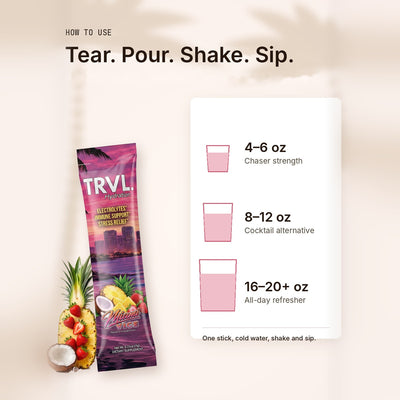TRVL Miami Vice 3-in-1 Hydration Stick Packs