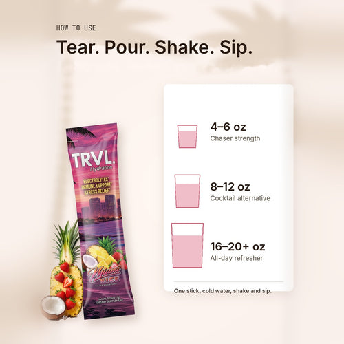 TRVL Miami Vice 3-in-1 Hydration Stick Packs