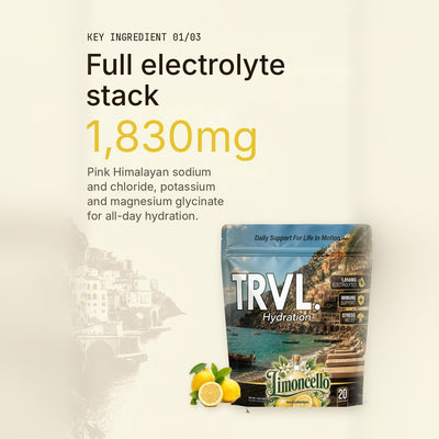 TRVL Limoncello 3-in-1 Hydration Stick Packs